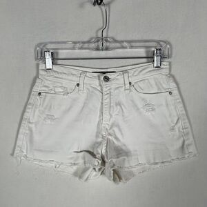 Abercrombie & Fitch White Denim Shorts Size 24 A&F Stretch Cheeky Mid Rise